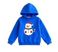 Christmas Hoodie Girls Graphic Hoodies Fashion Winter Warm Long Sleeve Xmas Pullover Jolly Snowman Print Hooded Sweatshirt Kids Girls Loose Fit Sportswear with Pockets Age 3-8 Years (Blue, 3-4 Years)