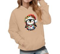 Christmas Hoodie Girls Graphic Hoodies Fashion Winter Warm Xmas Pullover Teen Girls Cute Cartoon Print Long Sleeve Hooded Sweatshirt Casual Loose Hoody Tops with Pockets Age 2-13 (Khaki, 12-13 Years)