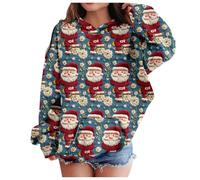 Christmas Hoodie Girls Long Sleeve Christmas Jumper with Hood Christmas Sweatshirt with Santa Claus Jacquard Casual Winter Chirstmas Hoodie Christmas Hoodie Xmas Pullover Long Sleeve Shirt