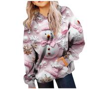 Christmas Hoodie Girls Long Sleeve Christmas Jumper with Pockets Christmas Sweatshirt Santa Print Casual Chirstmas Hoodie Christmas Hoodie Xmas Long Sleeve Winter Jumper
