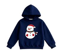 Christmas Hoodie Girls Winter Warm Graphic Hoodies Fashion Long Sleeve Xmas Pullover Tops Kids Girls Jolly Snowman Print Hooded Sweatshirt Solid Color Loose Fit Sportswear Age (Dark Blue, 5-6 Years)