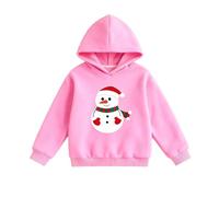 Christmas Hoodie Girls Winter Warm Graphic Hoodies Fashion Long Sleeve Xmas Pullover Tops Kids Girls Jolly Snowman Print Hooded Sweatshirt Solid Color Loose Fit Sportswear Age 3-8 Years (4-5 Years)