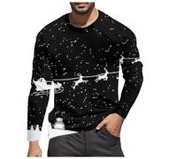Christmas Hoodie Men Xmas Novelty Pullover Snowflakes Santa Claus Sweatshirt 3D Printed Snowman Christmas Tree Jumpers Long Sleeve Crew Neck Pullover Sweater Regular Fit Classic Sport (Black,XL)