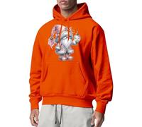 Christmas Hoodie Men's Funny Christmas Hoodie with Reindeer Print, Christmas Jumper with Pockets, Fashion Christmas Winter Christmas Hoodie Xmas Hooded Sweatshirt Pullover, orange, L
