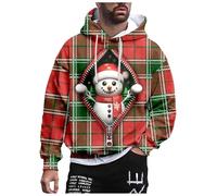 Christmas Hoodie Men's Funny Christmas Hoodie with Snowman 3D Print Christmas Jumper with Hood Comfortable Christmas Hooded Sweatshirt Winter Christmas Hoodie Xmas Hoodie, White 02, L