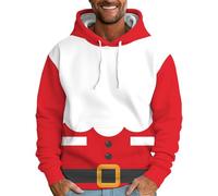 Christmas Hoodie Men's Ugly Christmas Hoodie with Christmas Motif, Ugly Christmas Jumper with Hood Fashion Christmas Hooded Sweatshirt Winter Christmas Hoodie Xmas Hoody, White, L