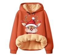 Christmas Hoodie, Women's Fleece, Christmas Jumper with 3D Print, Chirstmas Sweatshirt with Hood, Fashion, Warm Christmas Jumper, Christmas Hoodie, Winter Lined Fleece Hoodie, Xmas Hoody, orange, 4XL