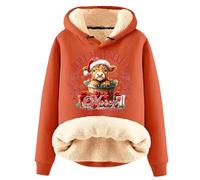 Christmas Hoodie Women's Fleece Lined Christmas Jumper Women's Chirstmas Warm Sweatshirt with Hood Funny Christmas Jumper Christmas Hoodie Winter Fleece Hoodie Xmas Hoody, orange, 3XL