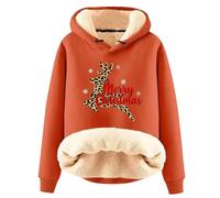 Christmas Hoodie, Women's Lined Christmas Jumper with 3D Print, Chirstmas Sweatshirt with Hood, Long Sleeve, Casual, Warm Christmas Jumper, Christmas Hoodie, Fleece Hoodie, Xmas Hoody, orange, L