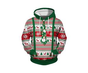 Christmas Hoodies For Men 3D Printed Sweatshirt Mens Funny Hoodie Christmas Tree Pattern Pullover Drawstring Novelty Jumper With Pocket Hoody Xmas Warm Cosy Sweatshirts Green