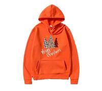 Christmas Hoodies for Men Fun - Christmas Cute Christmas Graphic Print Oversized Pullover Sweatshirts 2024 Ladies And Gentle Workout Long Sleeve Fashion Tops (Orange, M)