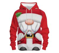 Christmas Hoodies for Men Funny 3D Santa Claus with Sunglasses Graphic Hooded Sweatshirts Long Sleeve Pullover Tops Holiday Presents Gifts, B, M