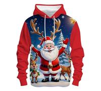 Christmas Hoodies for Men Funny 3D Santa Claus with Sunglasses Graphic Hooded Sweatshirts Long Sleeve Pullover Tops Holiday Presents Gifts, E, XL