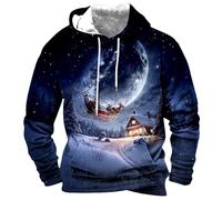 Christmas Hoodies for Men Funny 3D Xmas Graphic Jumpers Casual Long Sleeve Sweatshirts Lightweight Fall Pullover Holiday Tops Presents Gifts 2025, Yellow, S