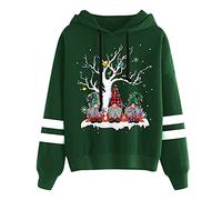 Christmas Hoodies for Women Long Sleeve Sweatshirt Christmas Tree Graphic Hooded Pullover Top Green