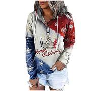 Christmas Hoodies for Women Snowman Jumpers Novelty Sweatshirt Long Sleeve Pullover Christmas Tree Tops Funny Xmas Gnome Blouses Casual Jumper Hooded Sweatshirt Activewear Holiday Costumes