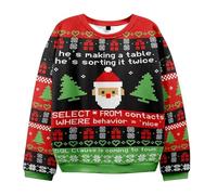 Christmas Hoodies Men Long Sleeve Xmas Novelty Printed Sweaters Crew Neck Sweatshirt Pullover Xmas Holiday Party Blouse Soft Warm Knitwear Pullover Sweaters for Men Funny Ugly Jumpers (Z3 Red,M)
