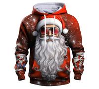 Christmas Hoodies Men Ugly Long Sleeve Sweater Knitwear Festive Jumper Novelty Sweatshirts Xmas Pullover Hooded Sweatshirts Drawstring Casual Hoody with Kanga Pocket (Red,4XL)