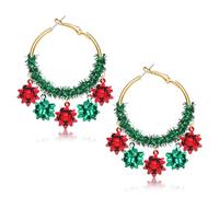 Christmas Hoop Earrings for Women Christmas Outfits Accessories Christmas Tree Earrings Xmas Bow Bells Earrings Festive Holiday Accessory Party Jewelry Favor Gifts, L, Alloy Steel, No Gemstone