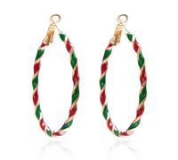 Christmas Hoop Earrings for Women Glitter Red Green Xmas Jingle Bell Earrings Dangle Earrings New Year Christmas Holiday Party Festival Decoration, L, Metal Zinc, No Gemstone