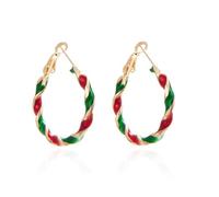 Christmas Hoop Earrings for Women Glitter Red Green Xmas Jingle Bell Earrings Dangle Earrings New Year Christmas Holiday Party Festival Decoration, S, Metal Zinc, No Gemstone