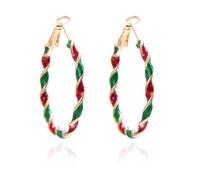 Christmas Hoop Earrings for Women Glitter Red Green Xmas Jingle Bell Earrings Dangle Earrings New Year Christmas Holiday Party Festival Decoration, M, Metal Zinc, No Gemstone