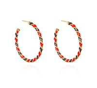 Christmas Hoop Earrings for Women Gold Red Green Twisted Wrapping Christmas Statement Charms Drop Dangling Open Hoops Lightweight Fashion Xmas Festival Holiday Jewelry