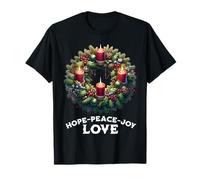 Christmas Hope Peace Joy Advent Wreath Christian Religious T-Shirt
