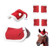Christmas Horse Costume - Winter Soft Horse Costume, Christmas Horse Leg Wrap | Christmas Horse Costume Versatile Red Santa Claus Equestrian Decoration, Horse Costume Accessories for Sport Riding