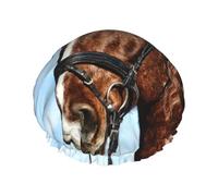 Christmas Horse Shower Caps for Women Reusable Waterproof Soft Shower Hat Double Protection Layers
