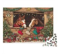 Christmas Horses-holiday Rustic Style 1000 Piece Jigsaw Puzzles for Adults Featuring Artistic Design Jigsaws for Adults As A Mind Relaxation Puzzle for Holiday Activity 70x50cm/1000pcs