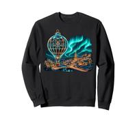 Christmas Hot Air Balloon Aurora Village Scene Sweatshirt