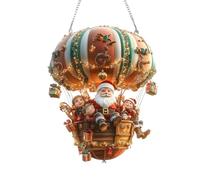 Christmas Hot Air Balloon Ornaments, 2D Acrylic Ornament, Acrylic Santa Balloon Decor, Festive Holiday Hanging, Sunlight Catching Art, For Garden, Yard, Dining Room
