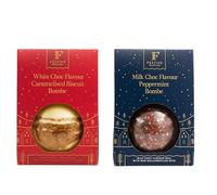 Christmas Hot Chocolate Gift Set - 2 Delicious Hot Chocolate Bombs with Marshmallows Inside - 1 White Choc and 1 Milk Choc Hot Choc Bombe with Mini Mallows - Xmas Eve Box and Stocking Fillers
