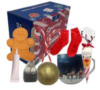 Christmas Hot Chocolate Gift Set for Kids - Xmas Mug, Socks, Candy Canes, Hot Chocolate, Mini Mallows, Gingerbread Biscuits, Hot Choc Bomb, Hot Choc Spoon - Filled Christmas Eve Box Fillers Boys Girls