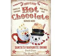Christmas Hot Chocolate Sign, Mrs Claus Hot Chocolate Sign, Wall Decor, Metal Tin Sign, Hot Cocoa Stand, Chocolate Bar Wall Art for Home Cafe Bar Coffee Decor 8x12 Inch