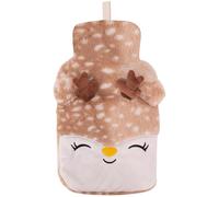 Christmas Hot Water Bottle and Cover - 3D Low Pile Plush Fleece Cover Pain Relief Cosy Nights and Relaxation (Reindeer Face)
