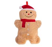 Christmas Hot Water Bottle and Cover - 3D Low Pile Plush Fleece Cover Pain Relief Cosy Nights and Relaxation (Gingerbread Man)