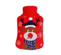 Christmas Hot Water Bottle with Knit Cover, Winter Heat Therapy | Durable PVC hot water bottle with soft knit cover, provides soothing warmth for home, fits for winter cold nights 2000ml D