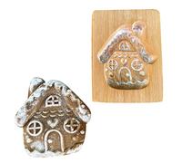 Christmas House Biscuit Mould Set Metal for Bakeries, Flower Embossing Tool with Craft Decoration, Robust Baking Accessories for Festive Cookie Creations (Gold, One Size)