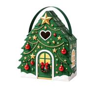 Christmas House Giftt Box with Handle, 23x12x12 cm Festival Cardboard Box | Christmas Party Giftt Box, Premium Packaging for Christmas Hampers, Corporate Gifting, Party