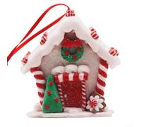 Christmas House Pendant, Christmas Decoration Clay Christmas House Pendant For Wreaths, Garlands, Window Displays Size 8 * 8 * 8cm(E)