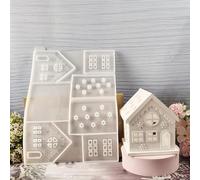 Christmas House Silicone Mould, D-IY House Crafts Resin Casting Moulds, Light Up Christmas Village House Mould Christmas Tea Lights Holder Table Centerpiece