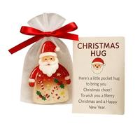 Christmas Hug - 3 Inch 2D Acrylic Pocket Santa Claus Keepsake | Little Encouragement Card Gift Set for Kids Teens Adults Home Travel Students Colleagues Employees Team