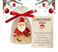 Christmas Hug Cards - 2D Acrylic Pocket Santa Claus Inspirational Decor,Comforting Keepsake Card,for Kids Adults Students Colleagues Employees Home Travel Studying Business