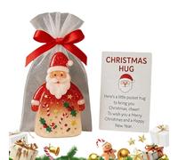 Christmas Hugs - PP Festive 7.5cm | Christmas Greeting Card with Santa Hugging Design | Small Pocket Christmas Hug | Mini Blessing Card | Sincere Christmas Gift P