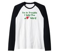 Christmas Humor I'm in Trouble Said The Elf Word Raglan Baseball Tee