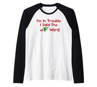 Christmas Humor I'm in Trouble Said The Elf Word Raglan Baseball Tee