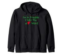 Christmas Humor I'm In Trouble Said The Elf Word Zip Hoodie