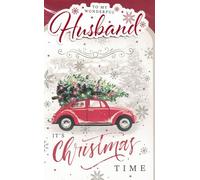 Christmas Husband Card, 23 x 15 cm, Red Car with Xmas Tree Design